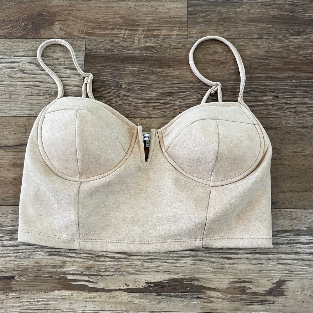 Blashe tan bustier crop top L